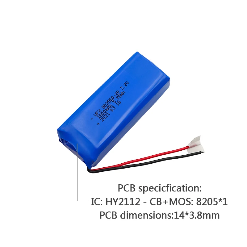 China Lipo Cell Factory Wholesale High Quality Massager Battery UFX 802560-2P 1800mAh 3.7V Lipo Battery Pack