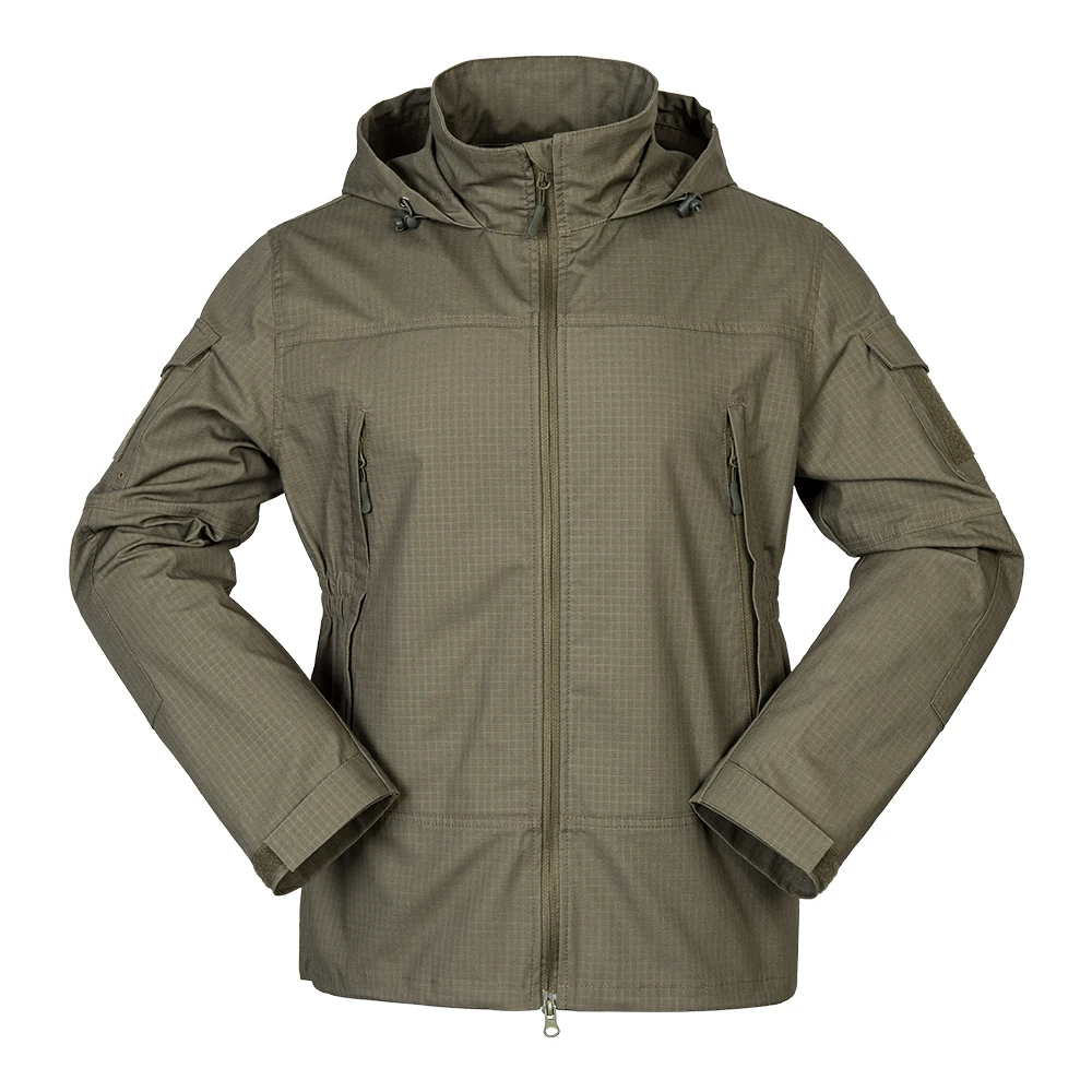 Stock Men Camouflage Tactical Jacket Breathable Waterproof Ribstop Fabric Hooded Coat Hoody Jacket