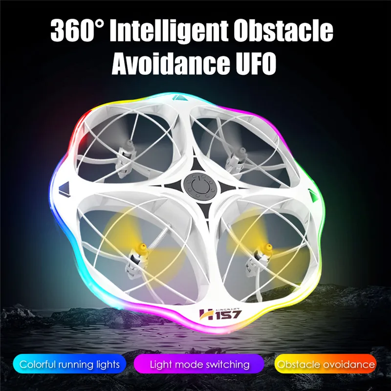 Bemay Toy 2.4GHz LED RC Flying  UFO, Optical Avoidance Flying Quadcopter, RC Drone Toy for Kids