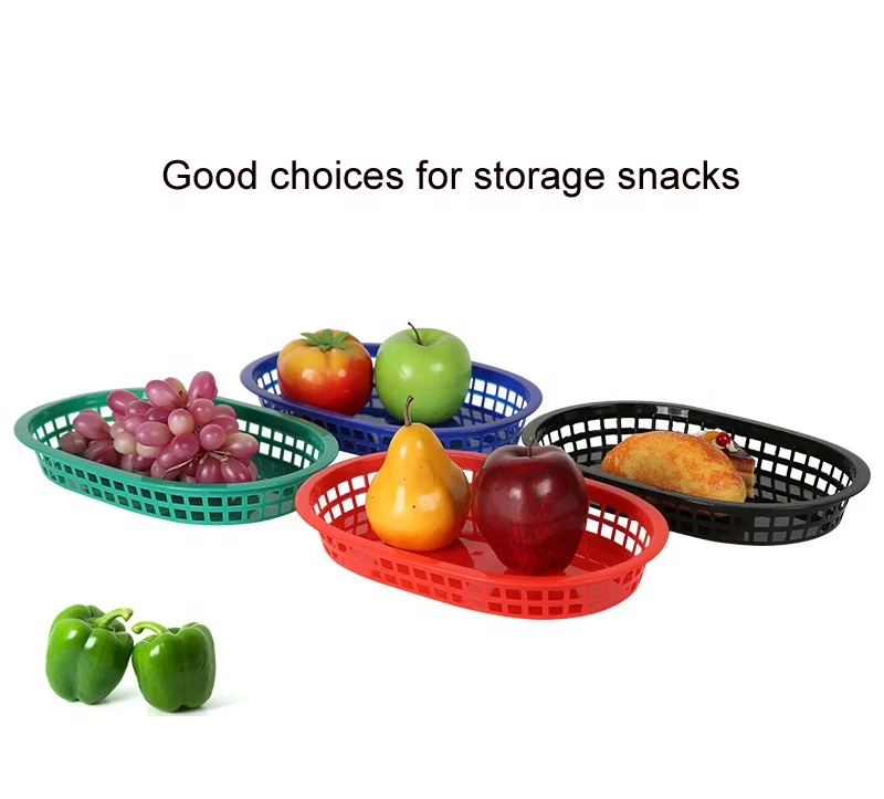 Wholesale Durable Plastic PP Eco-friendly Colorful Fast Food Chips Fruit Serving Basket