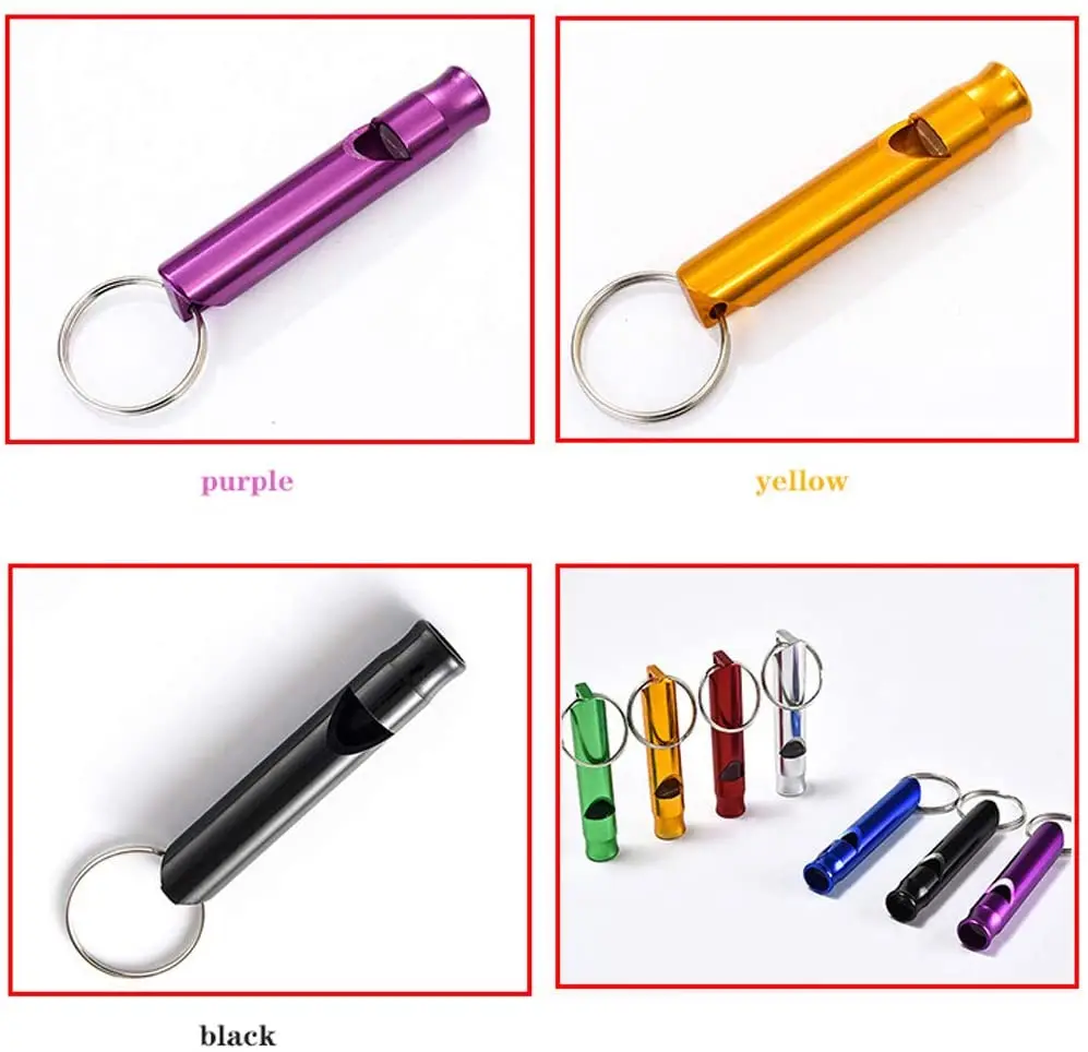 Aluminum Alloy Emergency Whistle with Key-Ring Great for Competition Hiking Camping Mountaineering Pet Training