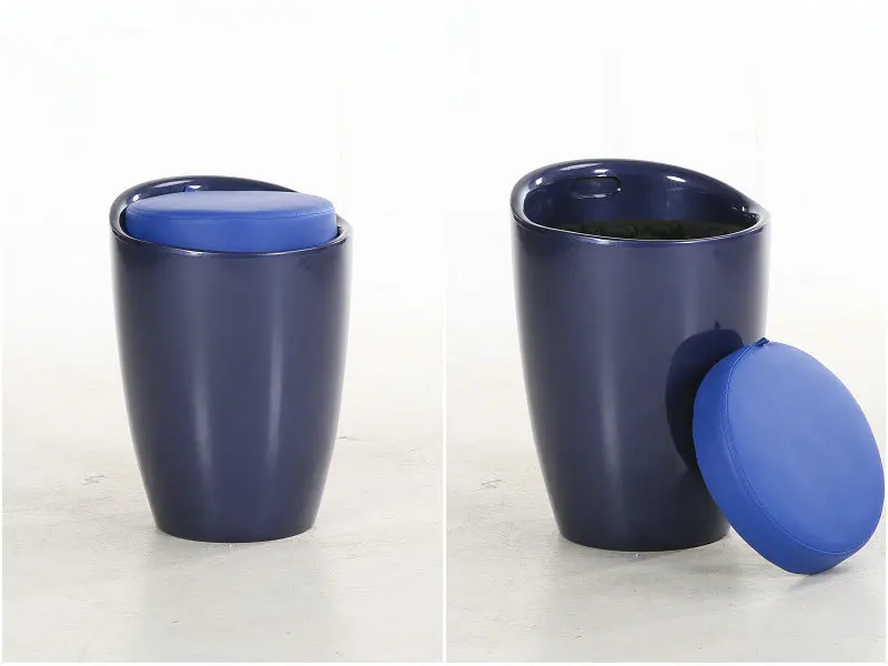 Black ABS plastic round base kids chair Ottoman Storage bin for Laundry