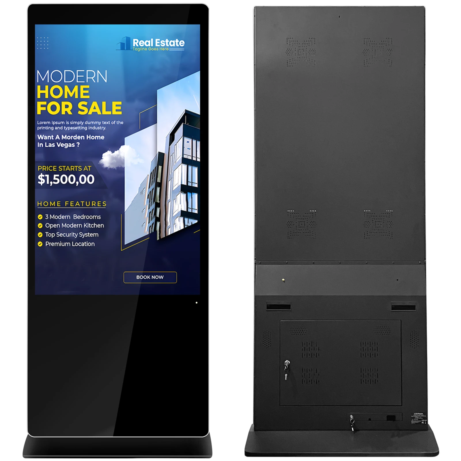 Floor Standing Vertical 65inch 4K Android/Win System Optional CMS Advertisement Display for Exhibition Navigation Touch Kiosk