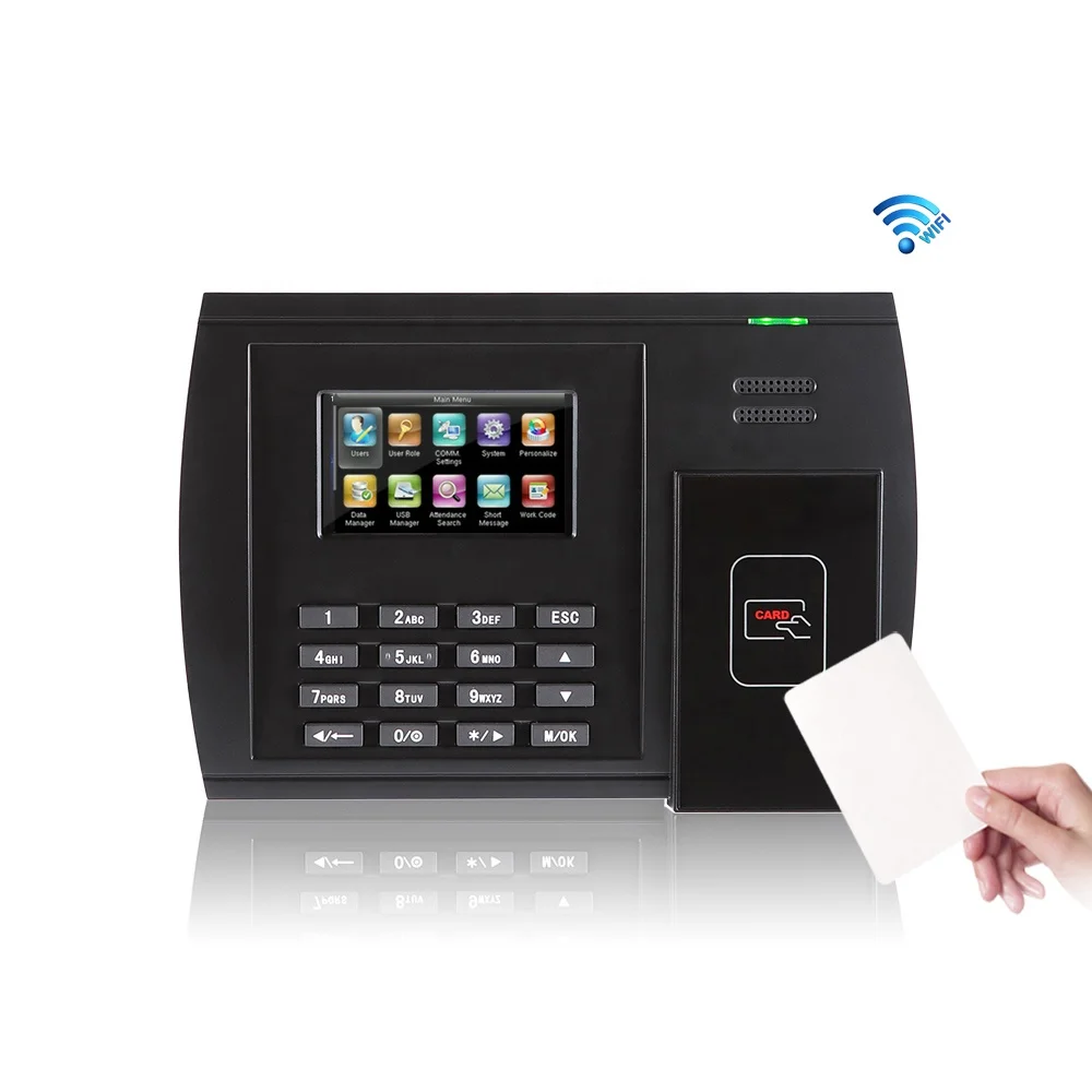 Wireless WIFI 3 inch Punch Card RFID Card Reader Time and Attendance Machine with TCP/IP and USB Port