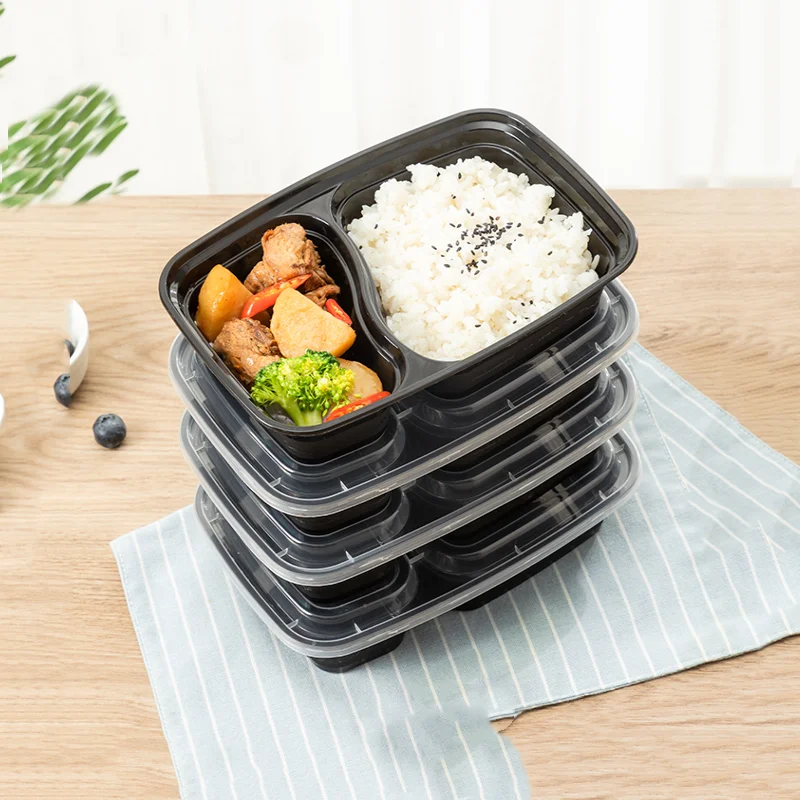 BPA Free Disposable Plastic Divided Container Fast Food Tray With Clear Lid