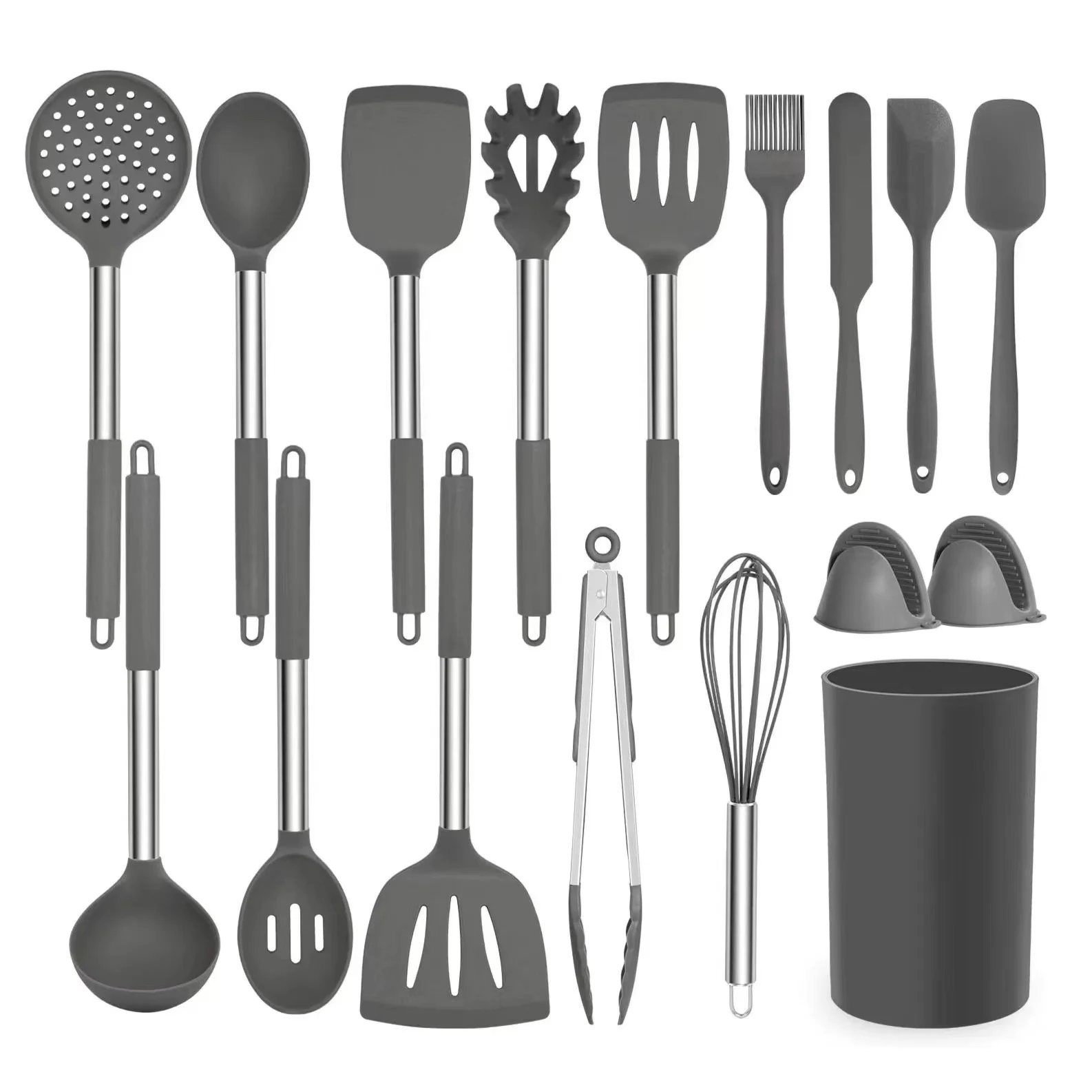Wholesale Non Stick Kitchen Gadgets Silicone Kitchen Utensils with Skimmer Turner Spatula Kitchenware