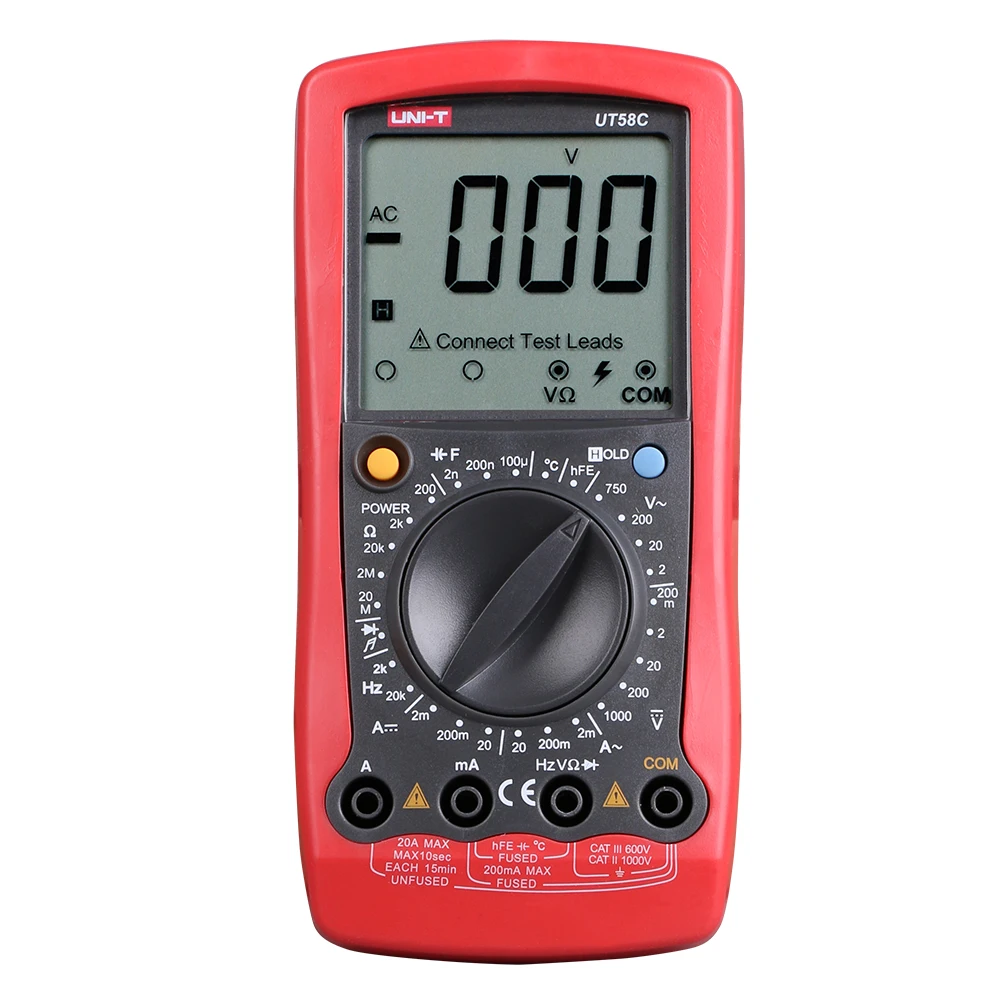 Uni-t UT58C Manual Range 1999-count Voltage Capacitance Tester Current Temperature Meters China Digital Multimeter Sale