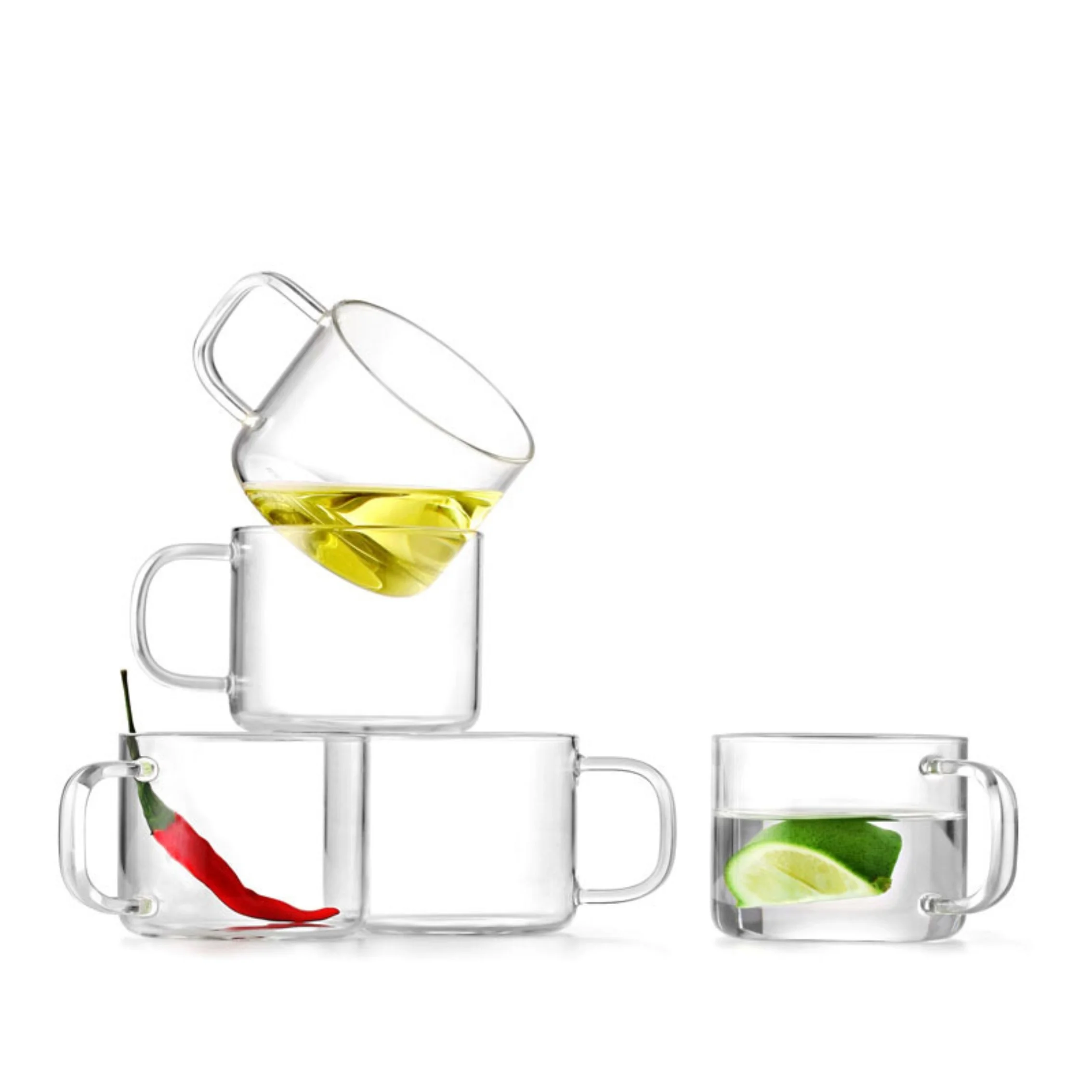 
Glass tea cup transparent glass cup tea drinking tea set household with handle heat-resistant high borosilicate material 