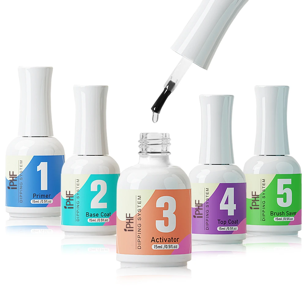 IPHF Dip Powder Liquid System Set Nail Primer Top Coat Base Coat For Dipping Powder High Quality