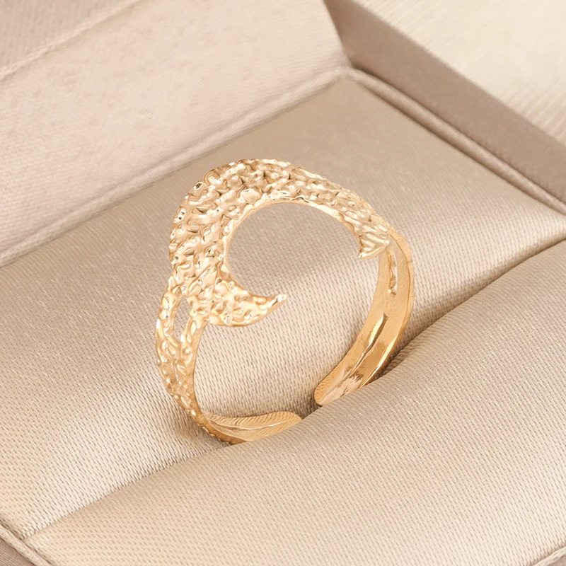  2021 new adjustable rings texture 18k gold plated stainless steel unique