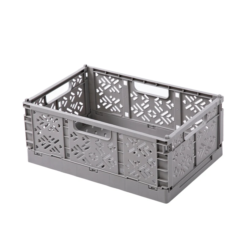3 Sizes Plastic Small Vented Collapsible Storage Crate Holder Foldable Snack Candy Fruit Boxes Folding Storage Basket For Toy