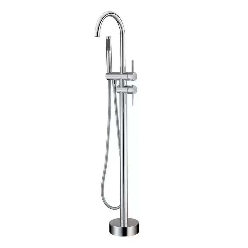 Floor Mounted Bathtub Faucet Free Standing Swivel Spout Shower Mixer Tap Single Handle Brass Floor-standing Bath Taps
