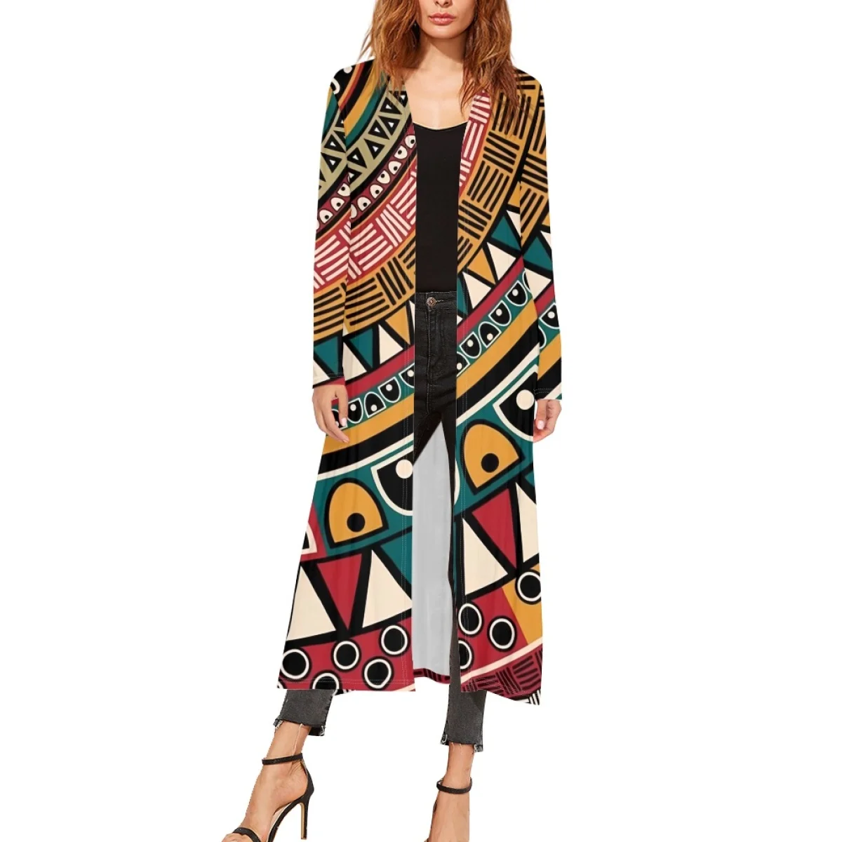 African tribal style Cardigan for Women Cardigan Loose Kimono Print Tops Blouse Factory Casual Hotsale Ladies Long Sleeve