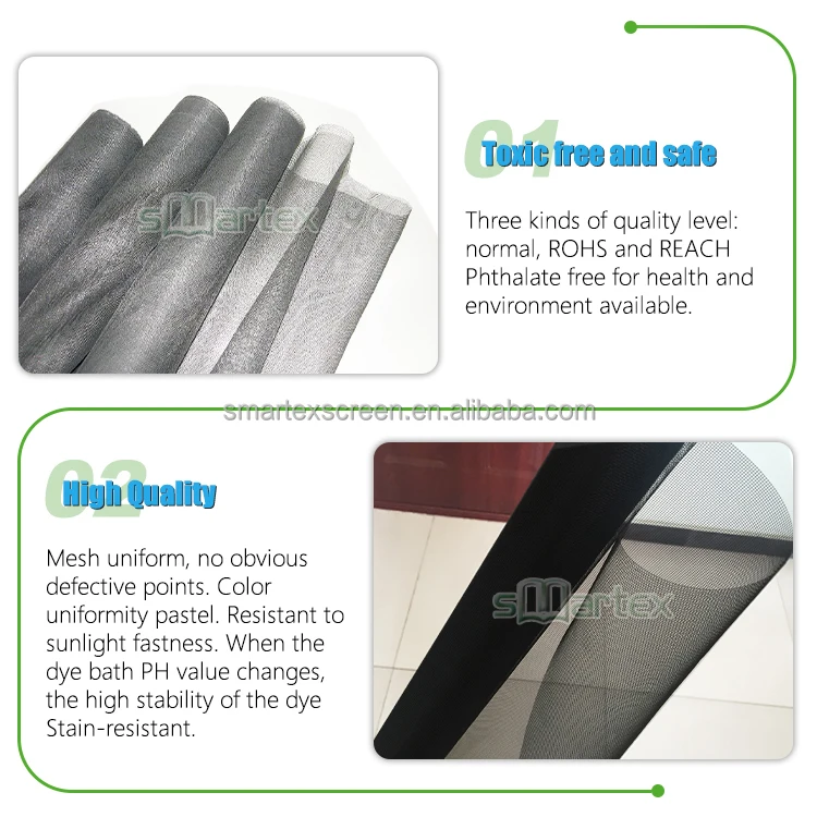 Carbon PVC-Coated Fiberglass Standard Mesh Window Mesh Fiberglass Insect Screen Mesh for Window and Door