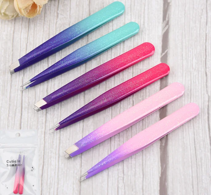 Glue dropping gradient glittering powder striplash tweezers tweezers eyebrow trimming beauty makeup tool set