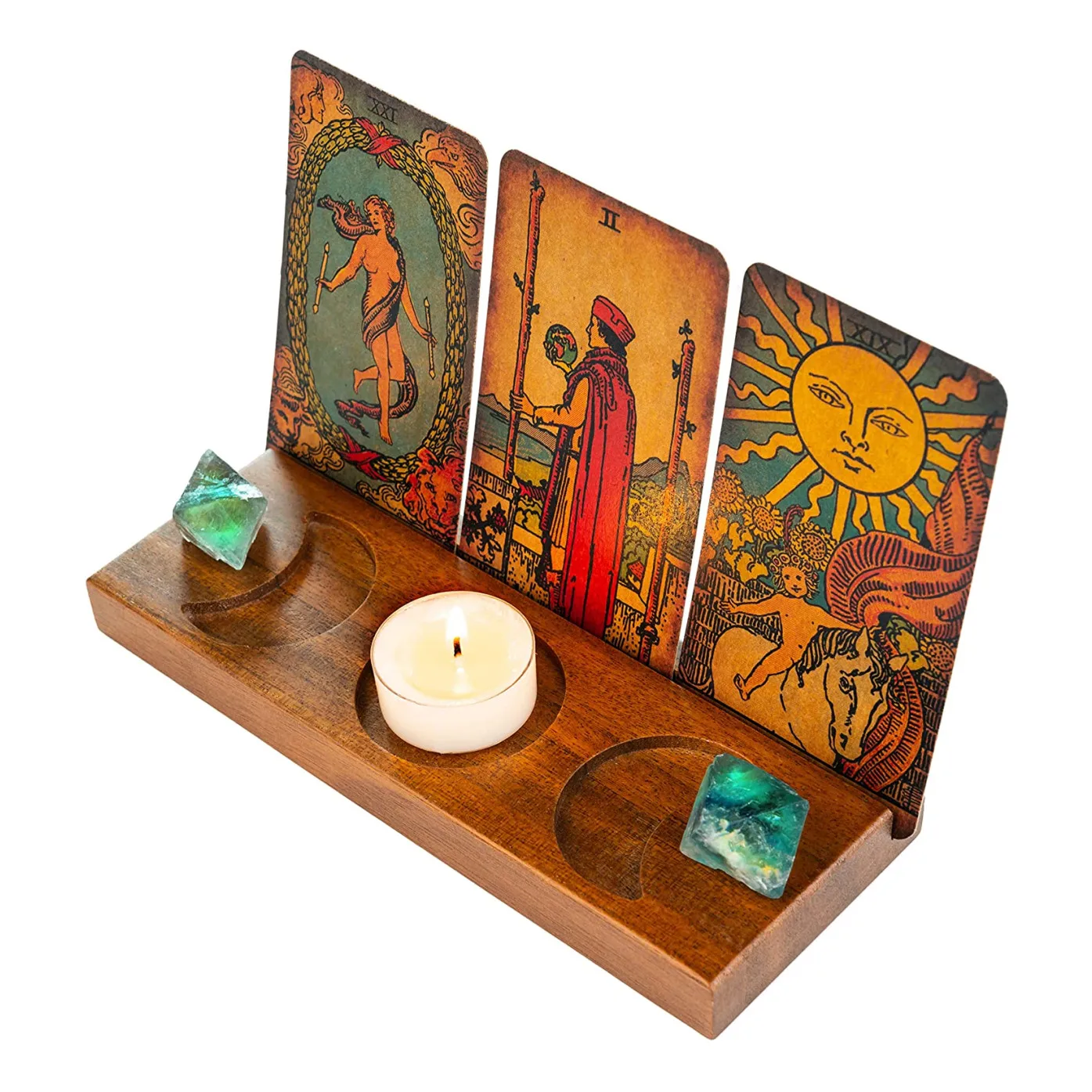 factory wicca witchy divination room decor crystal display triple moon ta rot card stand wooden altar candle holder accessories