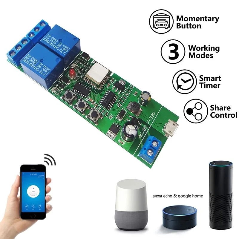 220V250V eWeLink 2 канала 433 RF реле Wi-Fi Смарт-шторный переключатель с автофиксацией/шаговым управлением-lcoking кирпечей из глины DIY умный дом