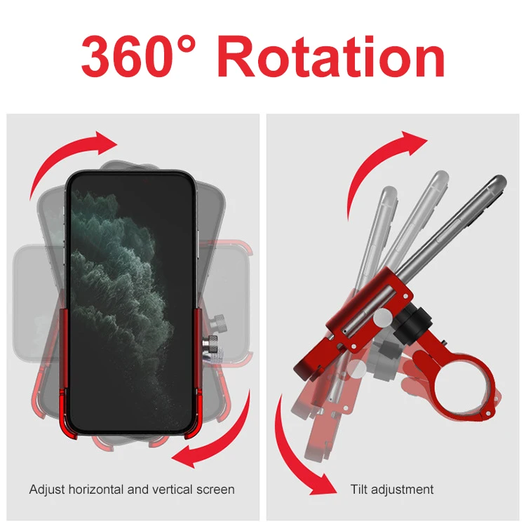 Aluminum Phone Holder Stand Universal Cell Phone Bike Scooter Mobile Phone Stand