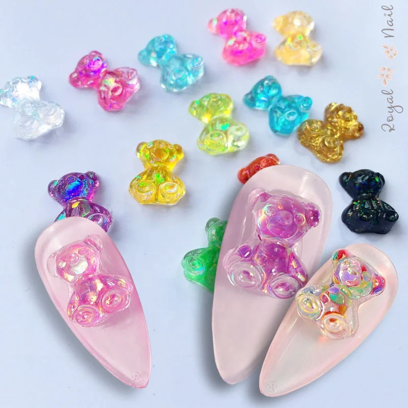  3D новое украшение ногтей 12 видов цветов разного размера Gummy медведя привлекательного леденцового набор «сделай сам» для