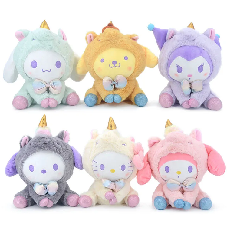 Мультяшная кукла Kuromi Melody Cinnamoroll плюшевая игрушка брелок единорог животные милая для девочек