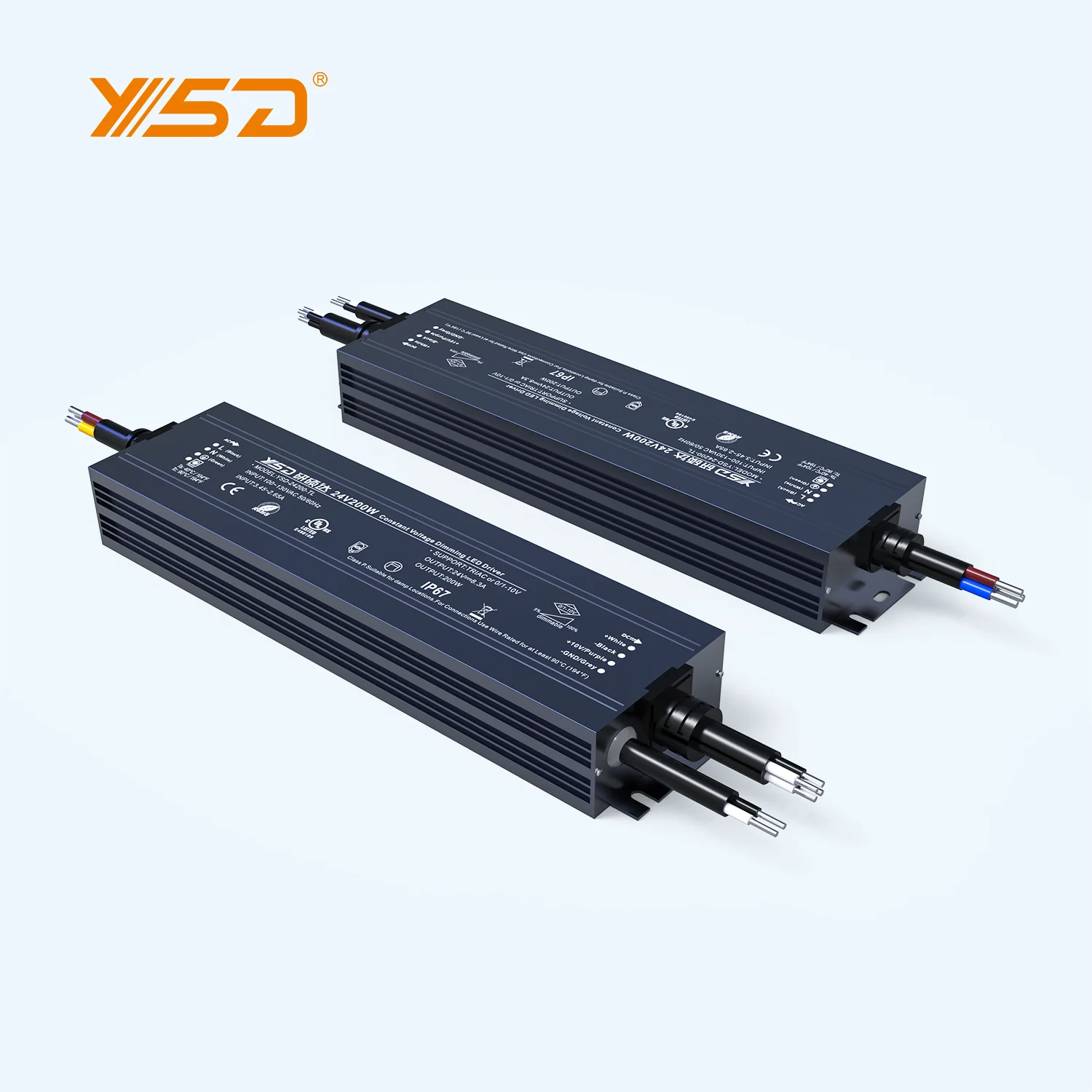 5 years warranty Triac 0-10v 5 in 1 Dimmable LED Driver IP67 led power supply 200w dc 24v 12v led driver for led light