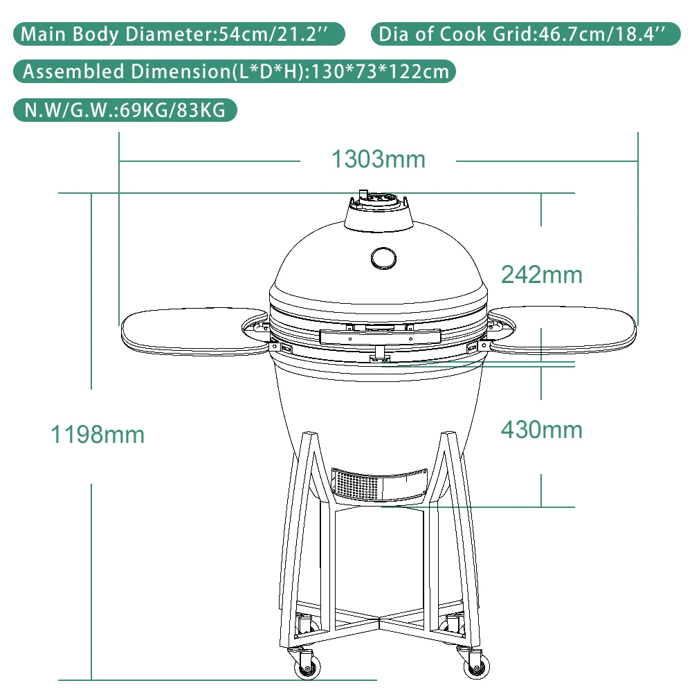 Auplex New Design Kamado 21 inch Charcoal Kamado Bbq Grill for Outdoor barbecue Ceramic Bbq Grills Kamado Grill