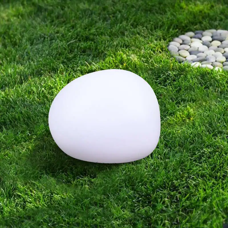 Outdoor Garden Ornaments Waterproof RGB LED Light Decorative Pebble Stone Solar Lawn Lamp with Ground Spike