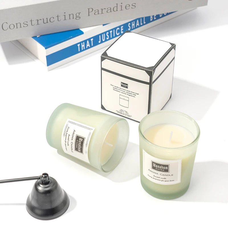 Custom Private Label Wedding Gift Handmade Luxury Glass Jar 100% natural soy wax Aromatherapy Candle For Home Decoration