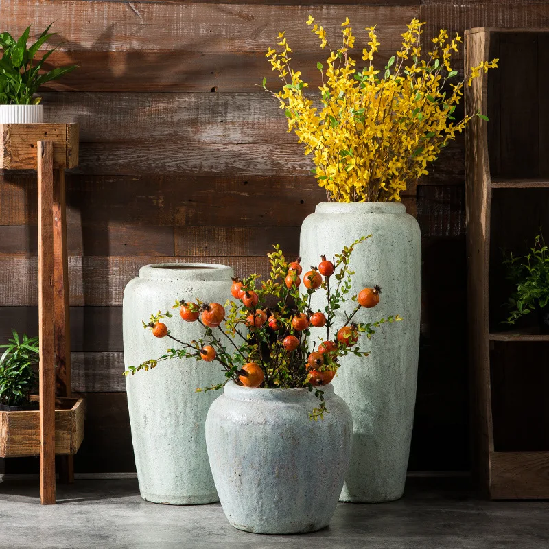 antique style matte clay bubble glazed ceramic rustic pottery retro nordic home decoration vintage vase