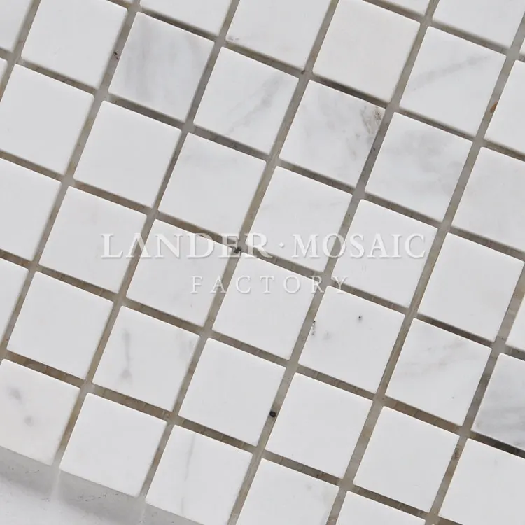 Polished Bianco Carrara White square Marble Mosaic for Kitchen Backsplash