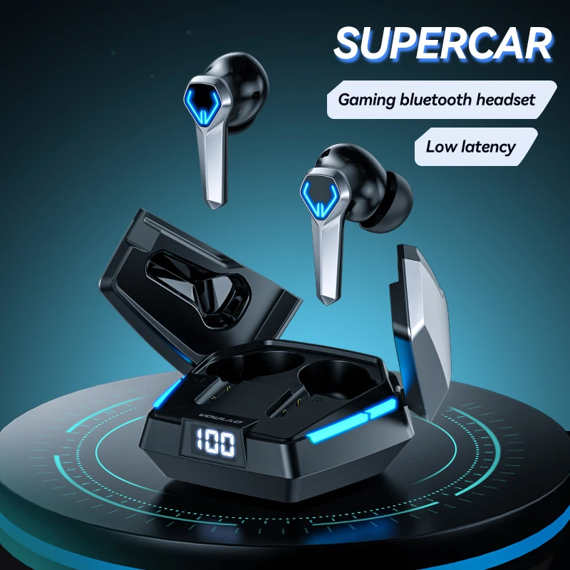 Игровые наушники с низкой задержкой Bluetooth-гарнитура TWS светодиодный дисплей RGB-лампа