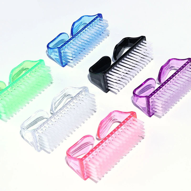 Hot Sale Pink Cleansing Pedicure Manicure Cleaning Cleaner Fingernail Nails Dust Brushes Handle Grip Nail Brush