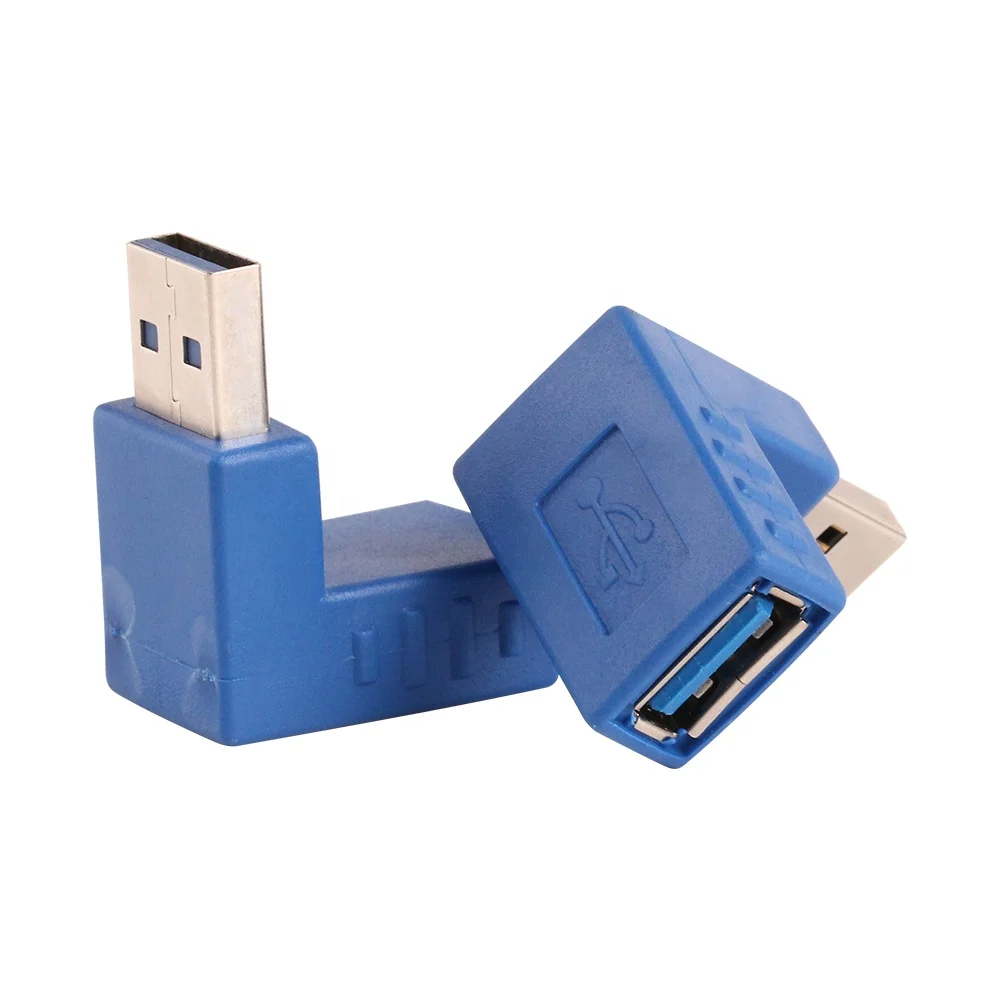 Синий 90 градусов прямоугольный Переходник USB 3 0 A папа-мама для ноутбука и