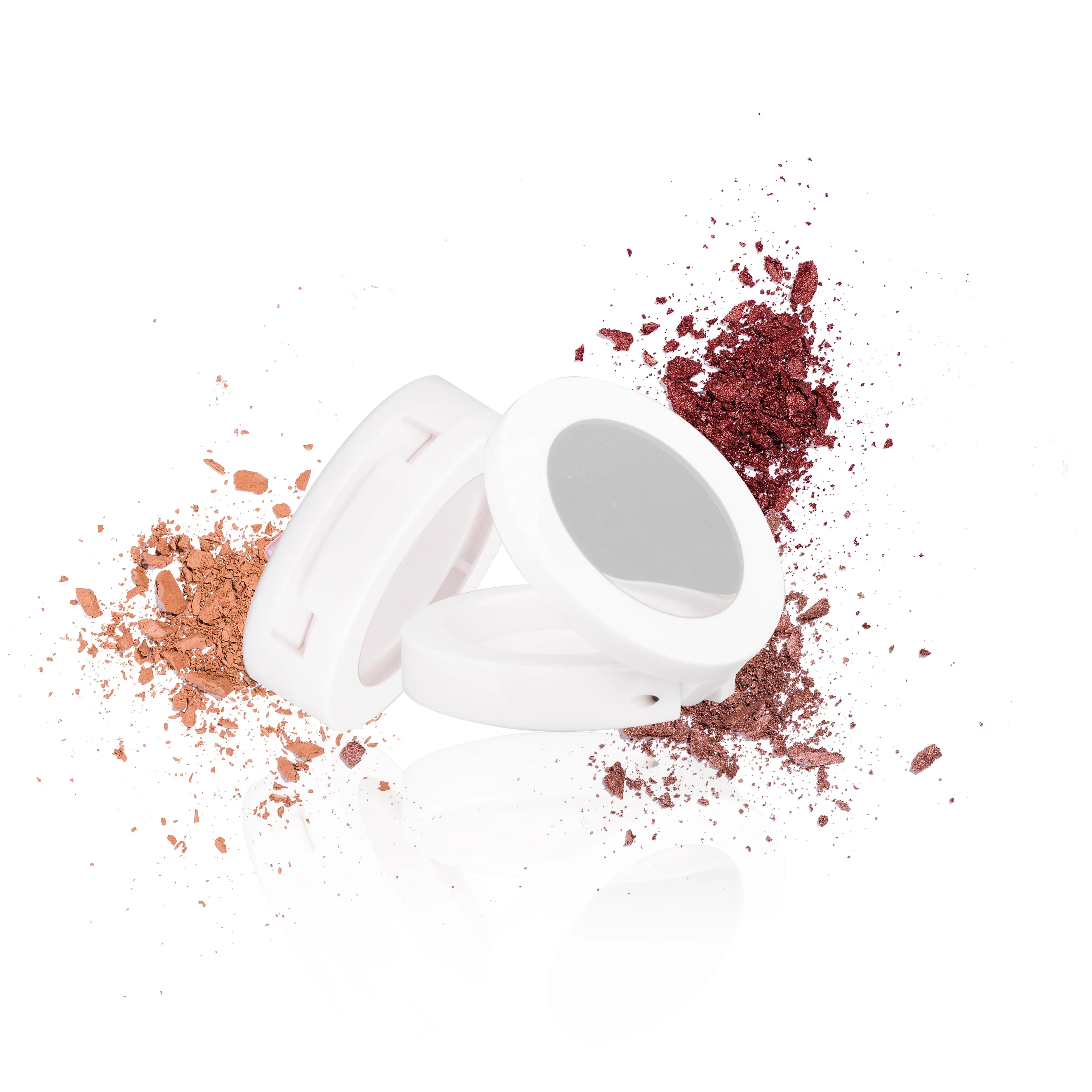 High Quality Cosmetic Container One Color Eyeshadow Palette Custom White Plastic Oval Makeup Blusher Powder Case Clear Cover Top