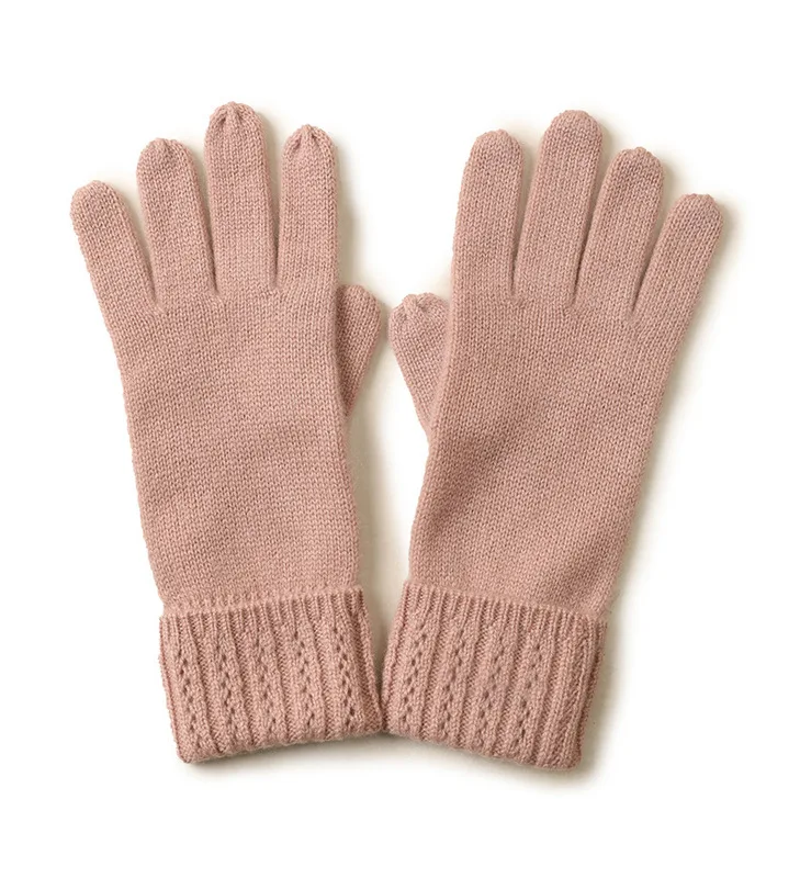 Fashion Women Autumn Winter Keep Warm Full Fingered Mittens Thick Touch Screen Cashmere Knitted Gloves