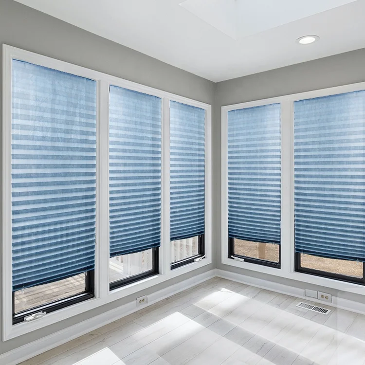 Hot Selling Easy Installation No Drills Cordless RV Intu Blinds Blackout Pleated Camper Window Temporary Blind Plisse Curtain