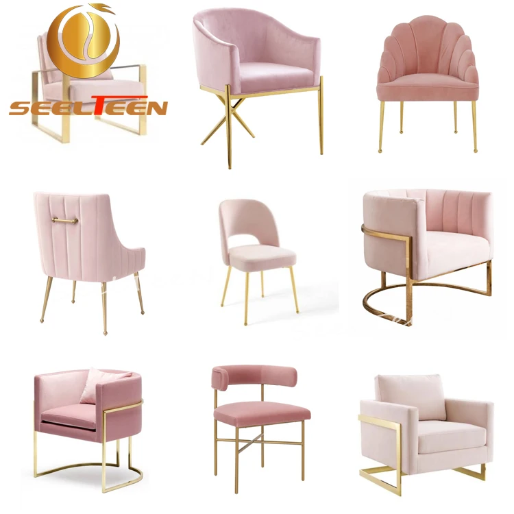 Living Room Metal Leg Pink Leisure Chair Collection