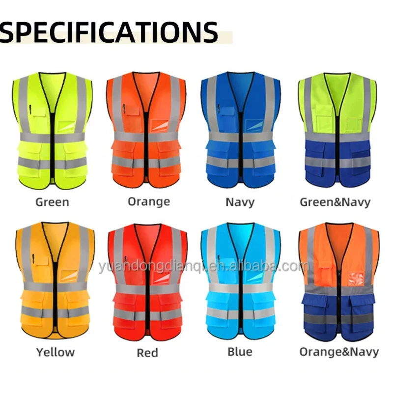 High Quality S-3XL  Fluorescent Construction Reflect Jacket Strap Safety Clothes Turn Signal Reflective Vest with Custom LOGO