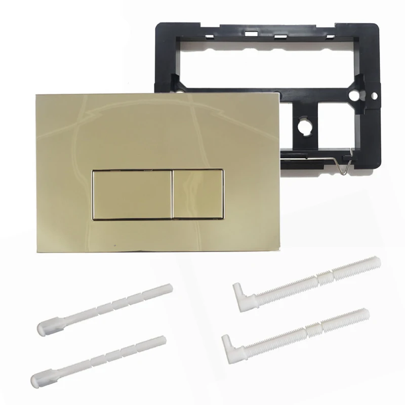 New Inventions Toilet Parts Double Push Button Solid Ss304 Brushed Gold Flush Plate Concealed Toilet Cistern Panel