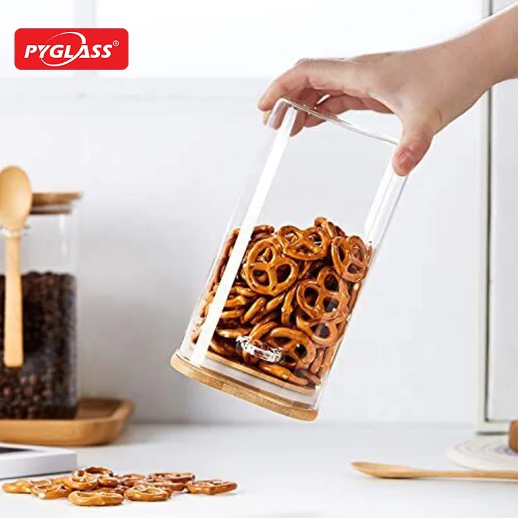 Square  Borosilicate Glass Food Spice Jar with Spoon,Glass Food Storage Containers for Coffee Beans,Tea Leaf and More