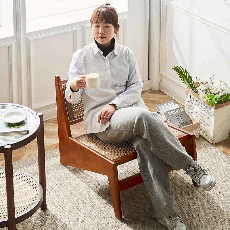 Modern home office ash armless leisure sofa chair living room Cane Woven Chairs kangaroo lounge chair