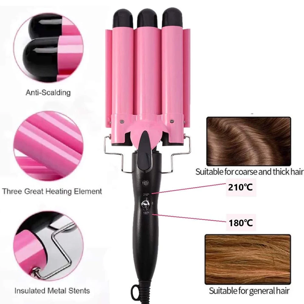 Wholesale Big Barrel 360 Degree Hair Curler Different Types Professional Styler Hair Curling Iron Waver 3 In 1 Hair Curler
