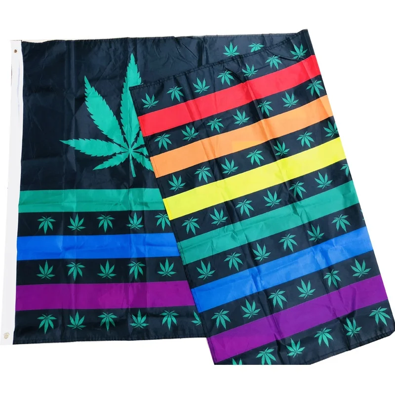 holiday flag American  90 * 150cm marijuana leaf rainbow pride weed flag