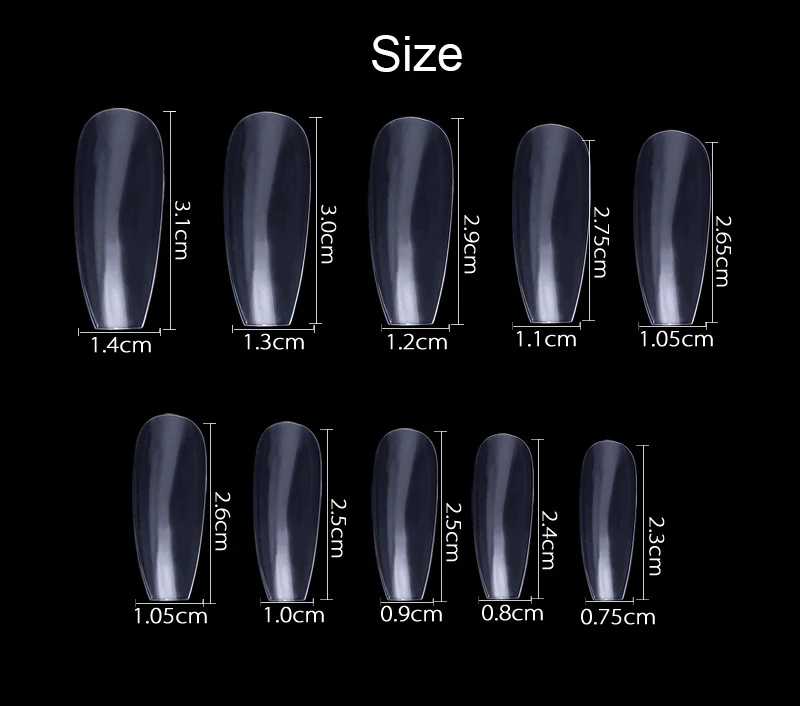 New Idea Acrylic Private Label False Artificial Half Cover Salon French Clear Coffin Nail Tips