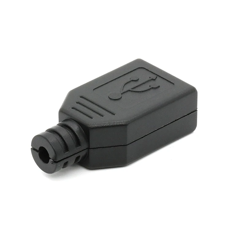 Straight DIY USB Connector 2.0 Type A Female USB 4 Pin Plug Socket Connector Plug with plastic cover white/black color