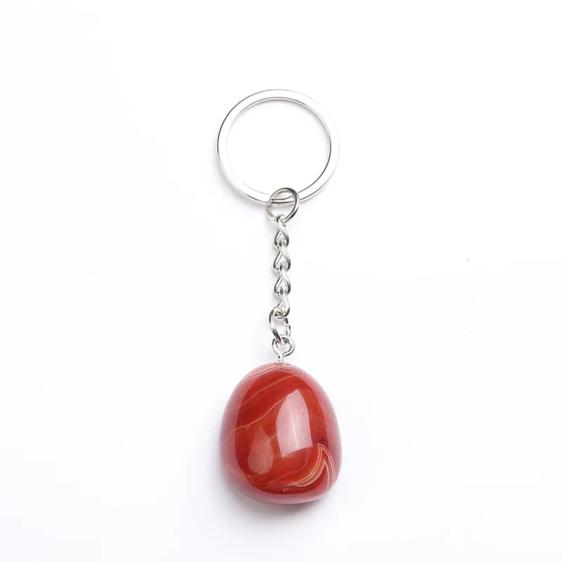 Natural Crystal Gemstone Keychain Reiki Healing Crystal Beads Polished Crystal Stones Keyring for Women Mom Mothers Day Gifts