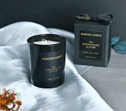 wholesale glass cup candle soy wax aroma home decoration candle gift for indoor black glass scented cup candle