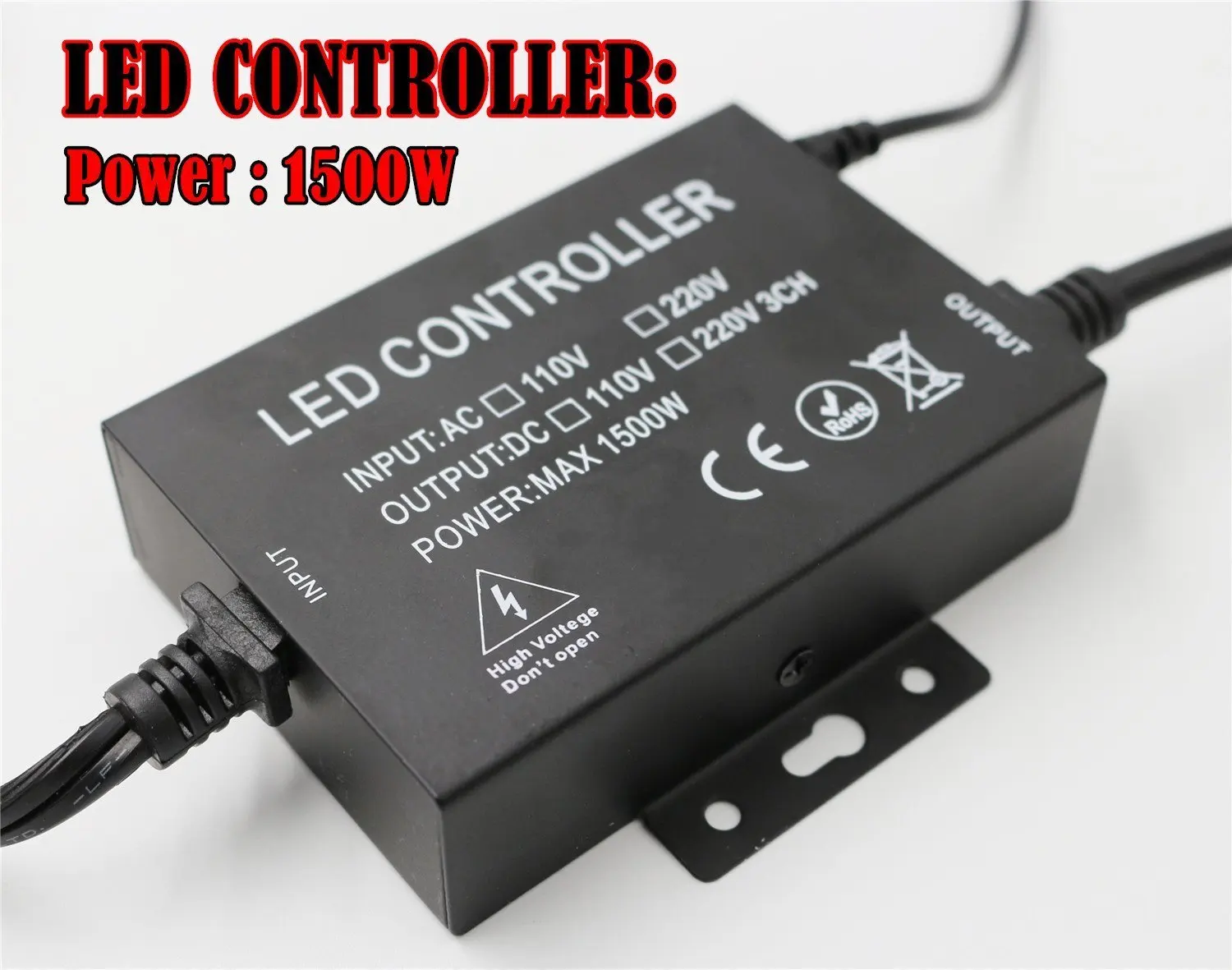 TSINYE  220V 1500W RGB Music Sync RF Waterproof LED Controller with Remote for LED, LED Rope Light, Strip Light and Neon Light