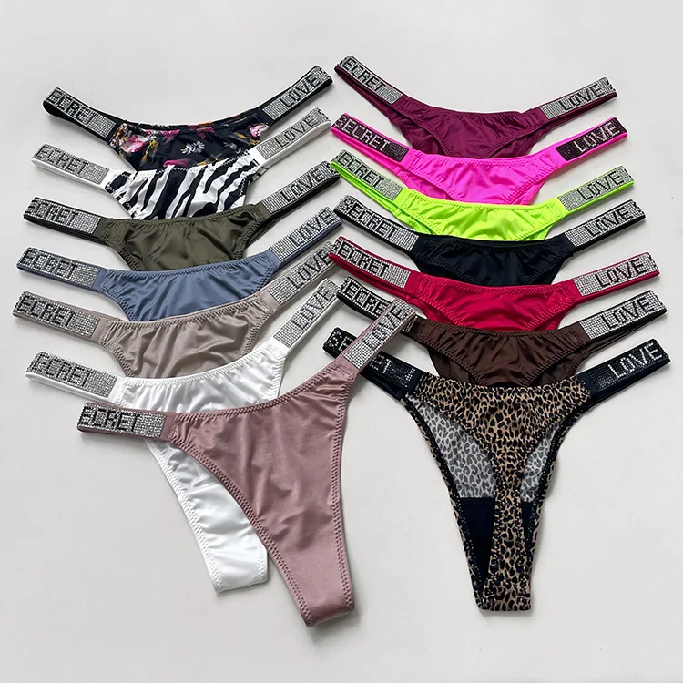 Custom Sign Rhinestone G String Crystal Thong Thongs For Women G-String G String For Women
