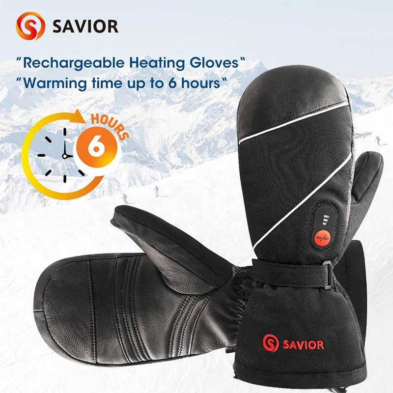 Savior Outdoor Activities Rechargeable Heated Skiing Gloves Waterproof Winter Warming Gloves for Snowboarding